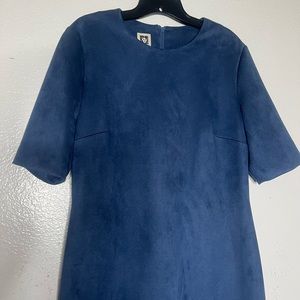 Anne Klein, Plus, Women, Dress, Midi, Size 14, Blue, Faux Suede, NEW